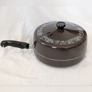 Mid Century Modern Wear Ever 10" Fry Saute Pan Vented Dome Lid Brown Vegetable